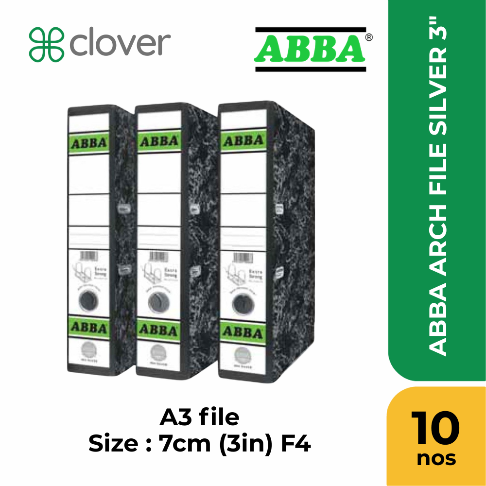 ABBA Lever Arch File 404 Silver Secure Ring Binder 3 Inch (10s)